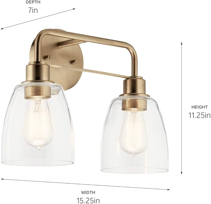 Kichler Meller 11.25 Inch Wall Light, 1 Light Exterior Wall Sconce in Champagne Bronze, (11.25" H x 5.5" W), 5100CPZ