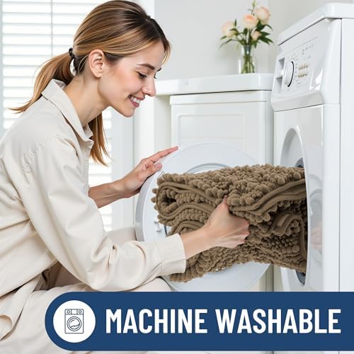 Smiry Bathroom Toilet Rugs U Shaped 24x24, Chenille Bath mats for Toilet