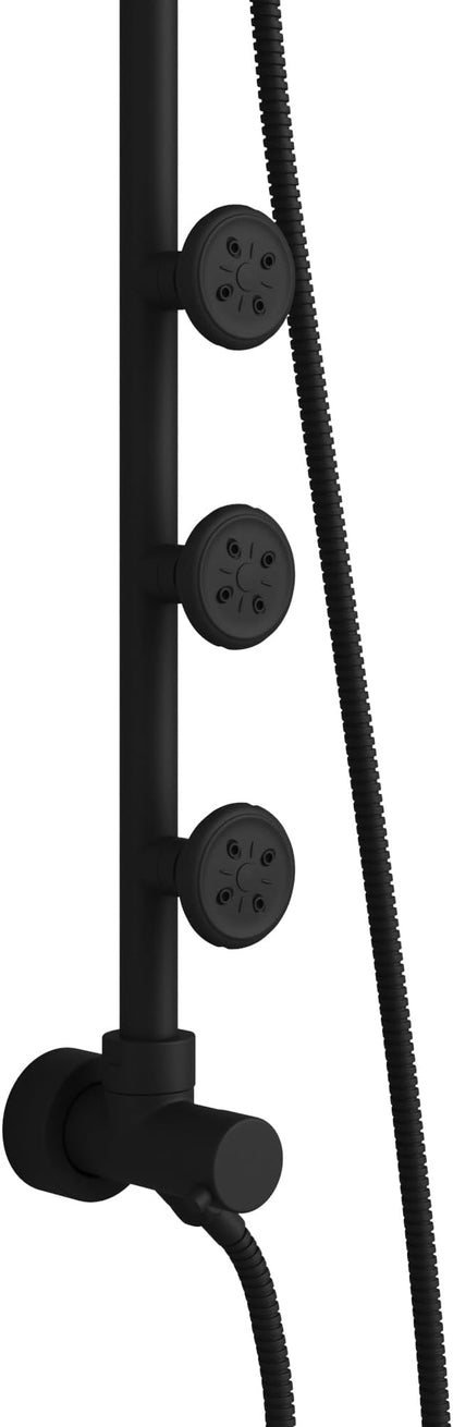 Lanikai Rain Shower Head with Handheld Spray Combo - 1028-MB-1.8GPM, Matte Black - 8" Rain Showerhead with Handheld Sprayer, 3 Spray Jets, 5-Function Rainfall Shower Head with Hose, 1.8 GPM