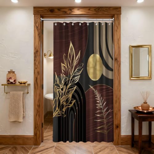 Dark Brown and Gold Stall Shower Curtain, 48X72 in Narrow Small