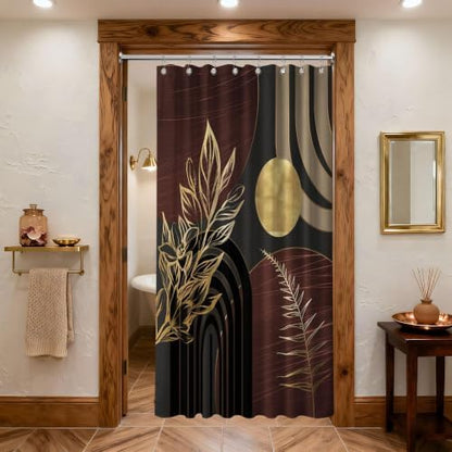 Dark Brown and Gold Stall Shower Curtain, 48X72 in Narrow Small
