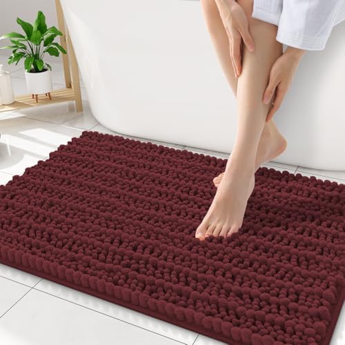 Smiry Bathroom Rugs 34X21, Extra Soft Rubber Backing Chenille Bath Mats