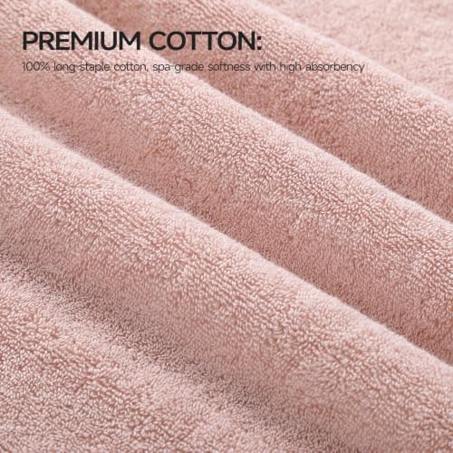 REDKISS 2 Pack Large Bath Towels Set, 100% Cotton, 32x63 in, Heavyweight 760G, Highly Absorbent & Quick Dry, Super Soft Luxury Towels for Bathroom,Hotel Collection - Pink Dark Gray
