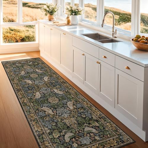 Extra Long Runner Rugs for Hallways - Farmhouse 2x10 Runners for Kitchen Laundry Room Hall Way, Washable Non Slip Low Pile Forest Animal Rugs