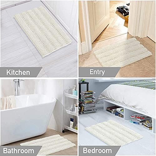 2-Piece Bathroom Rug Set with U-Shaped Mat, Soft Absorbent Chenille, Cream