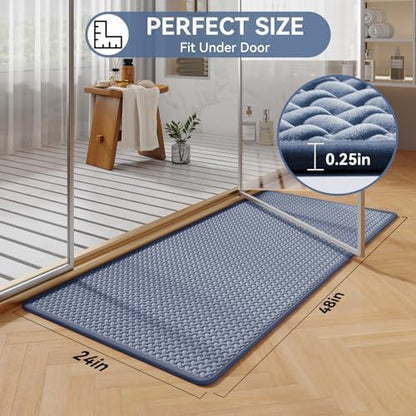 YDKGL Bathroom Runner Non Slip, Foam Weave Texture Bath Mat, Blue 24x48