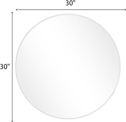 BEAUTYPEAK 30 Inch Round Mirror, Metal Frame Circle Mirror, White | Wall Mounted for Entryway, Bathroom, Vanity, Living Room