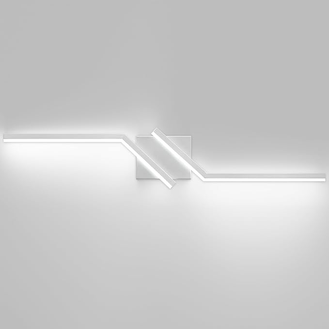 32 inch Modern Vanity Lights for Bathroom Nickel Bathroom Light Fixtures Dimmable LED Light for Restroom 6000K Cool White