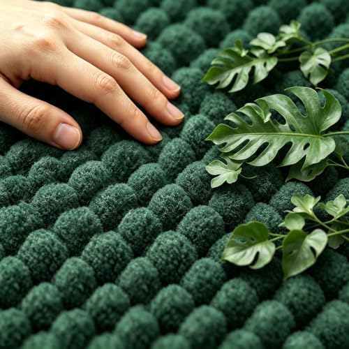 SUBRTEX Bathroom Rugs, U Shaped Chenille Bath Rug 24" x 20" Soft Short Plush Bath Mat Soft Shower Mat Water Absorbent Shower Mat Quick Dry Machine Washable, Celadon
