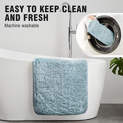 TECHMILLY Super Soft Shaggy Bathroom Rugs, Absorbent Thick Non Slip Microfiber Bath Rugs, Quick Dry Machine Washable Bath Mat for Bathroom Floor, Bathtub and Shower 20"x32"