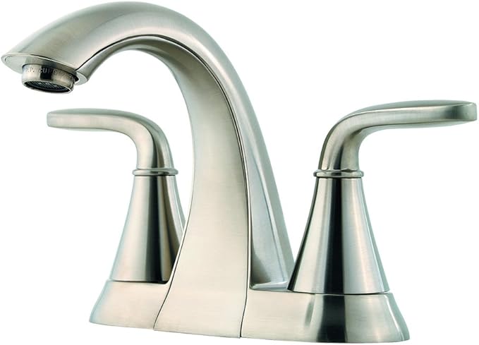 Pfister Pasadena Bathroom Sink Faucet, 4-Inch Centerset, 2-Handle, 3-Hole, Brushed Nickel Finish, LF048PDKK
