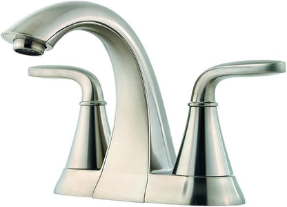 Pfister Pasadena Bathroom Sink Faucet, 4-Inch Centerset, 2-Handle, 3-Hole, Brushed Nickel Finish, LF048PDKK