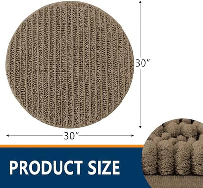 Smiry Bathroom Rugs Round 30X30, Extra Soft Rubber Backing Bath Mats