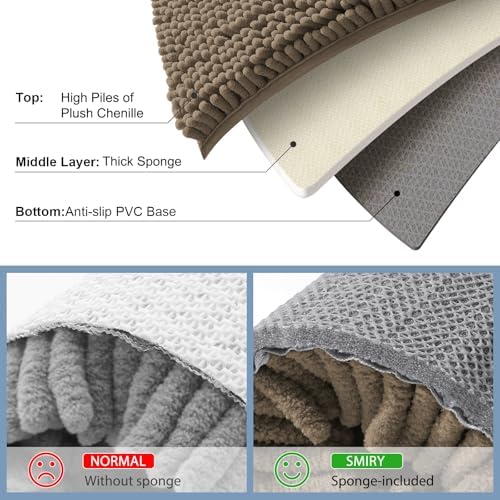 Smiry Bathroom Rugs 44X32, Luxury Chenille Extra Soft Absorbent Bath Mat