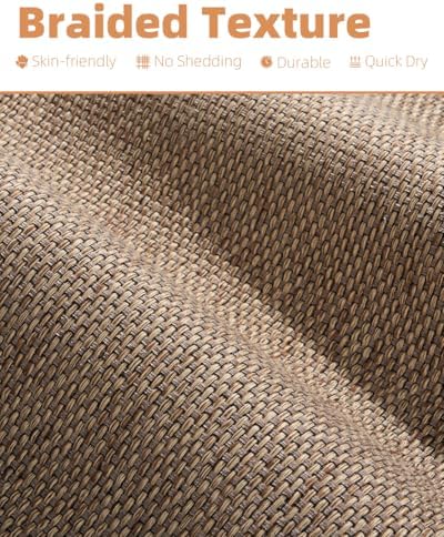 PADOOR Non-Slip Bath-Mats, Rubber-Backing Braided Absorbent Bathroom Mat Machine Washable Thin Bathroom Rugs Fit Under Door Quick Dry Bath Rugs for Floor, 17''x24'' Brown