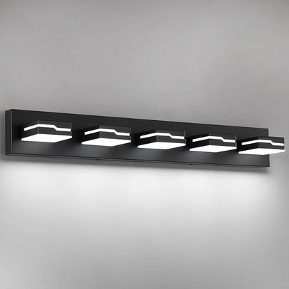 LED Modern Bathroom Vanity Light Fixtures 5-Light, 32 inch Dimmable Matte Black Vanity Lights for Bathroom Lighting Fixtures Over Mirror, with 350°Rotatable Acrylic Heads(White Light 5500K)