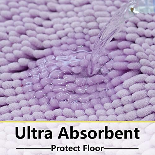 BOANKODU Bathroom Rugs Sets 2 Piece, Absorbent Bath Mat for Bathroom Very Soft Chenille Non-Slip, 32x20 Inch + 20x20 Inch U Shape Bathroom Mat, Machine Washable Bath Rugs (Lavender)