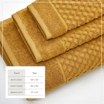 Great Bay Home Bath Towels - 100% Cotton 6 Piece Bath Sheet Set - Diamond Waffle Weave - Absorbent, Durable, Quick-Dry Towels for Bathroom (Marigold)