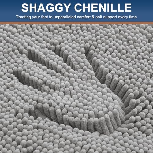 Smiry Bathroom Rugs 34X21, Luxury Chenille Extra Soft Absorbent Bath Mat