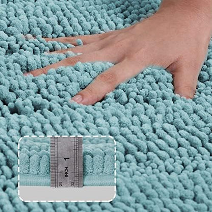 Turquoize Luxury Chenille Bath Rug for Bathroom Rugs Extra Absorbent Bath Mat Non Slip Microfiber Shower Rug for Bathroom Microfiber Shaggy Carpet Rug Size, 17"x 24", Aqua Haze