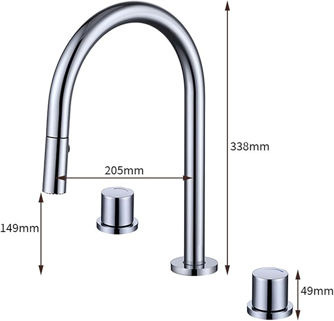 3 Hole Basin Faucets Pull Out Basin Mixer Faucet Dual Mode Bathroom Mixer Faucet Brass-Chrome Plated