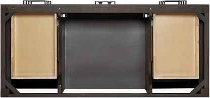 Beckford 48-Inch Brown Oak Single Bathroom Vanity with Sink, 1.5-Inch Edge Italian Carrara Marble Countertop & 4" Backsplash, Soft-Closing Doors & Drawers, Solid Oak Wood Construction