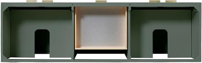 ARIEL Milan 72-inch Bathroom Vanity with Sink,Solid Wood, 1.5-inch Italian Carrara Marble Countertop, Double Rectangular Porcelain Sink, Soft Closing Doors, Dovetail Drawers, Vintage Green
