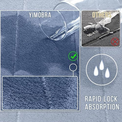 Yimobra Memory Foam Bathroom Rugs Sets 2 Piece - Super Soft Absorbent Quick Dry Bath Mat Set, Machine Washable Non Slip Floor Carpet for Tub Shower & Single Sink (17x24 & 31.5x20 Inch, Denim Blue)