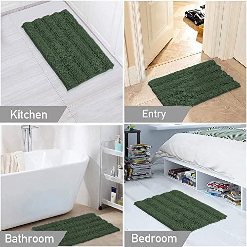 2-Piece Bathroom Rug Set with U-Shaped Mat, Soft Chenille, Bronze Green