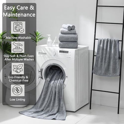 Ycosy Grey Hand Towels Set 16x31 Inches,Soft Microfibers Bathroom Towel Set 2 Pack,Highly Absorbent Quick Dry Luxury Towel Hotel Spa Gym Hand Towel Collection for Bathroom