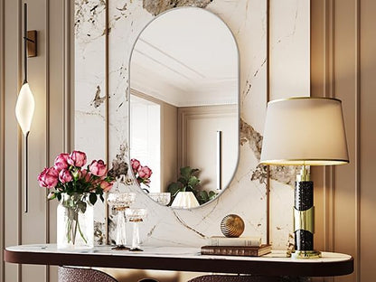 Silver Mirrors,22x38 Silver Bathroom Mirror,Silver Oval Mirror,Oval Mirrors for Bathroom Sink,Entryway Mirror