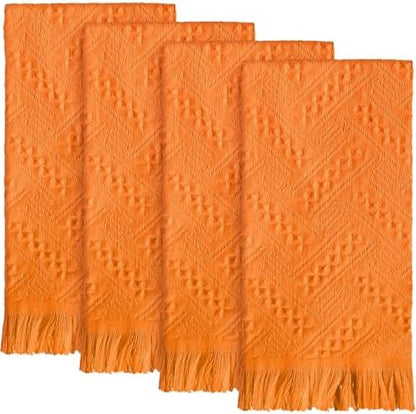 HunnmingRe 4 Pack Boho Hand Towel for Kitchen, Orange