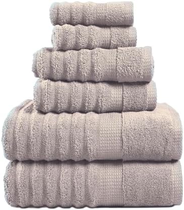 Lane Linen Luxury Bath Towels Set - Luxurious Hotel-Style Shower Towels and Washcloths Sets, 100% Cotton Bath Towel Sets for Bathroom - Includes 2 Bath, 2 Hand & 2 Wash Cloths (Set of 6) - Platinum