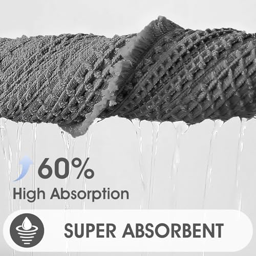 ACCUMTEK Upgraded Waffle Bath Mat, 36"x24" Grey, Super Absorbent Non-Slip Quick Dry Bathroom Rugs with Tassels, Machine Washable Ultra Soft Boho Bath Rugs for Floor, Toilet Mats Boho Farmhouse Decor
