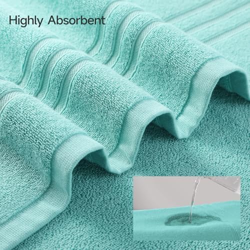 REDKISS Teal Towels Set 6 Piece Cotton Towel Sets with 2 Bath Towels, 2 Hand, 2 Washcloths, 650GSM Hotel Quality, Soft, Highly Absorbent Towels for Bathroom Gym, Ideal Everyday Use