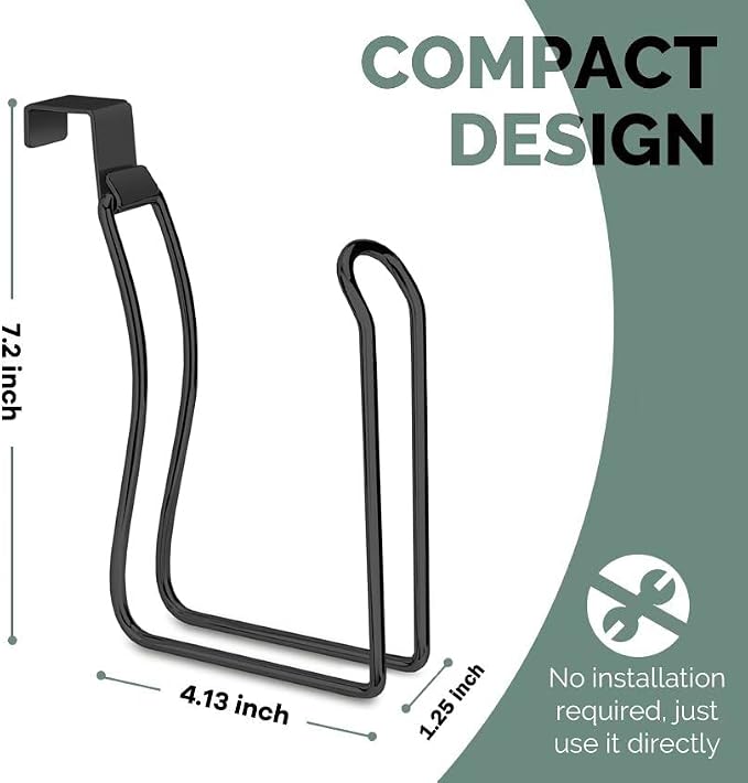 Over the Tank Toilet Paper Holder, Metal Toilet Paper Holder, Black | Toilet Paper Roll Holder, Bathroom Toilet Paper Storage, Space Saving for Bathroom