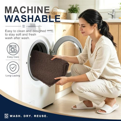 OLANLY Microfiber Large Bathroom Rugs 40x32, Soft Absorbent Bath Mat, Brown