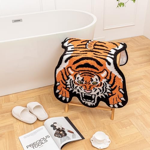 Cute Tibetan Tiger Bath Mat Non-Slip Absorbent Shower Rug 24x39in