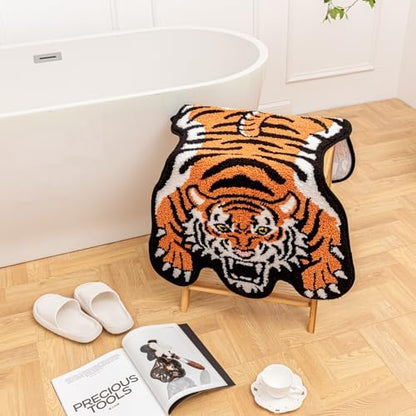 Cute Tibetan Tiger Bath Mat Non-Slip Absorbent Shower Rug 24x39in