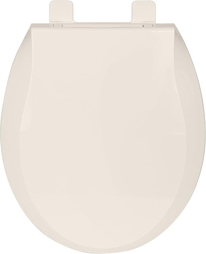 Durable Round Toilet Seat with Slow Soft Close - Easy to Install and Clean, Never Loosens - White, Fits Most Round Toilets Almond