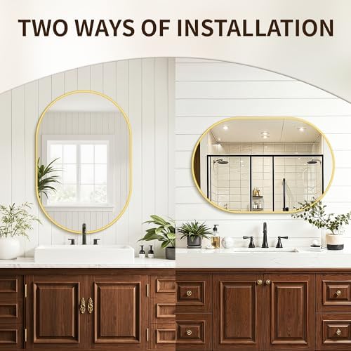 Oval Bathroom Mirror for Over Sink, 2 Pack 24"x36" Vanity Mirror, Gold