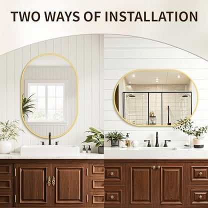 Oval Bathroom Mirror for Over Sink, 2 Pack 24"x36" Vanity Mirror, Gold