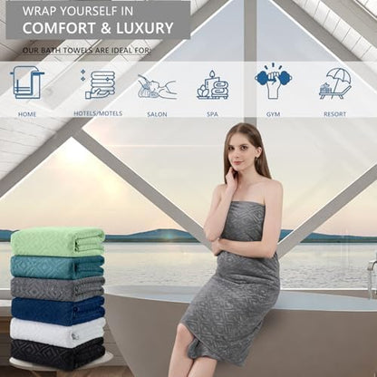 Bath Towel Set of 4 Extra Large Bath Sheet 35"x70" Oversized Bath Towel Soft Microfiber Bathroom Towel for Adults Highly Absorbent Quick Dry Towel Set for Bathroom,Hotel,Shower Bath Sheet Towel Grey