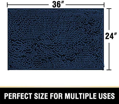 H.VERSAILTEX Bathroom Rugs Bath Mat Bath Rugs Bath Mats for Bathroom Non Slip Extra Thick Buncy Soft Chenille Bath Rug Fulffy Shag, Indoor Rug Carpet for Living Room (Navy, Extra Large 24" x 36")