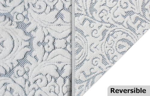 COTTON CRAFT Bath Tub Mat - 2 Pack Sculpted Jacquard Bathroom Mat - Blue