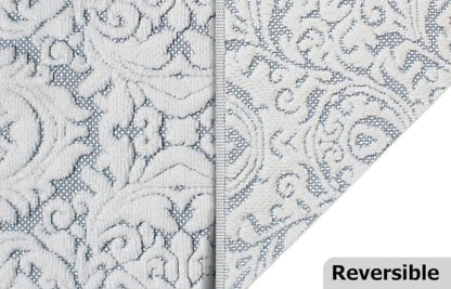 COTTON CRAFT Bath Tub Mat - 2 Pack Sculpted Jacquard Bathroom Mat - Blue