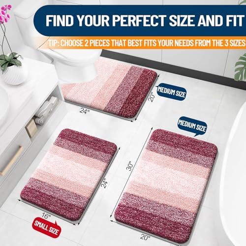 OLANLY Micorfiber Bathroom Rug Set 2 Piece, 30"x20"+24"x16"