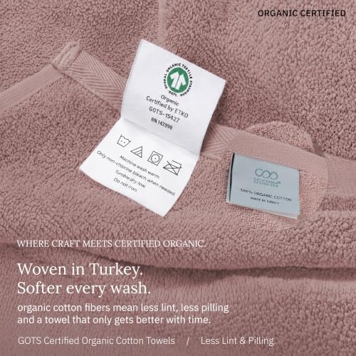 California Design Den 100% Organic Cotton Bath Towels Set of 6, Rose