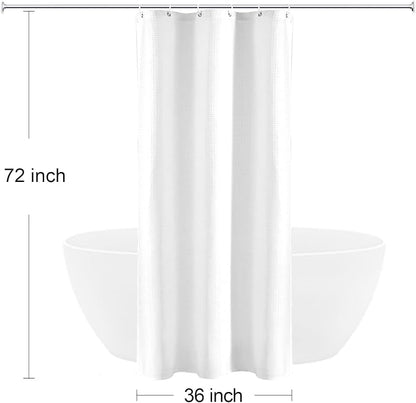 Tall Cloth-Textured Shower Curtain for Bathroom, Water Repellent, Machine Washable