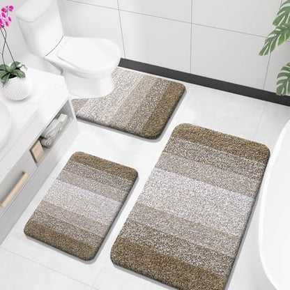 OLANLY Microfiber Bathroom Rugs Sets 3 Piece, 36"x24"+24"x16"+24"x20"